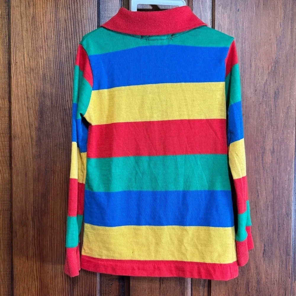 Vintage Oshkosh B’Gosh Colorblock Striped Long Sleeve Polo Shirt Size 4T